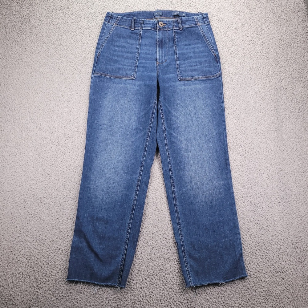 J JILL JeansSize 10 Tall High Rise Straight Ankle Frayed Hem Denim 30x27